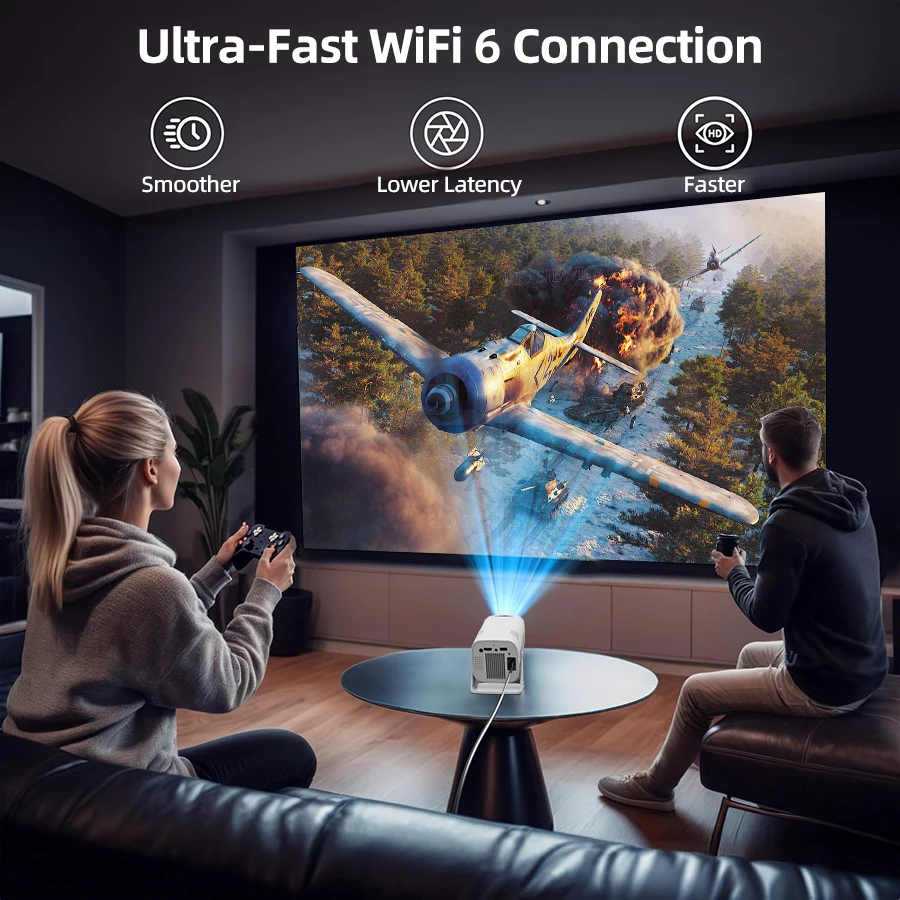 New 5G Portable Home Projector, Supports 1080P, Immersive Home Theater, Suitable for Home/Outdoor/Office, Compatible with U