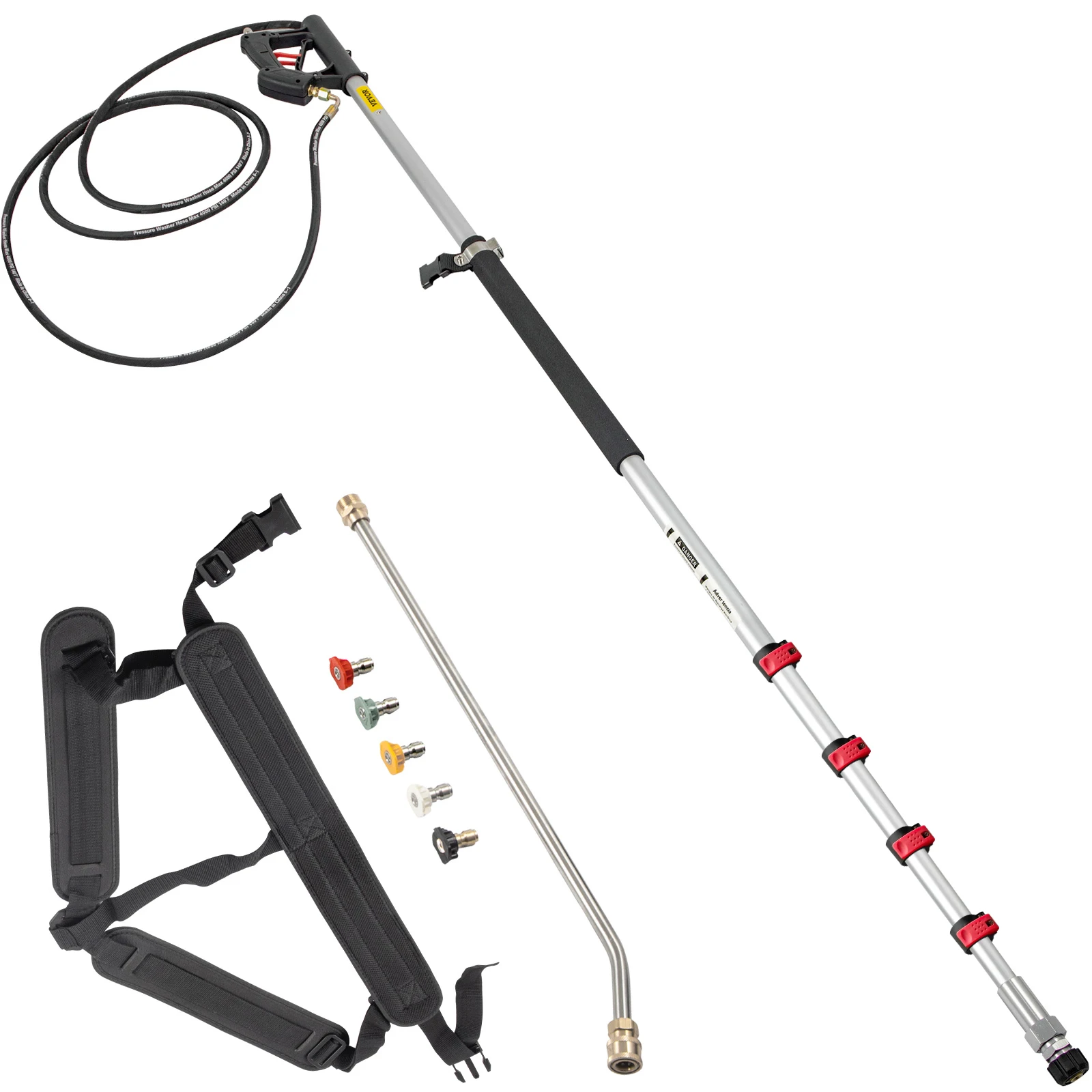 Telescoping Pressure Washer Wand 20FT 5-Section Length Adjustable Pressure Washer Fit 3/8"&1/4" Connection Roof/Gutter Gutter Cleaning Tool