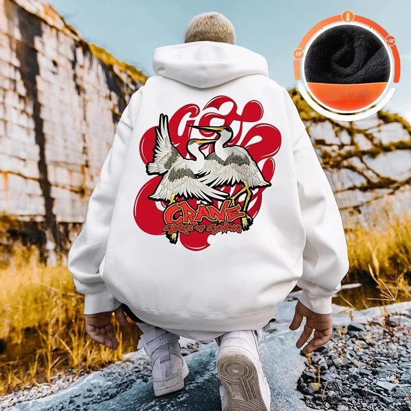 Hooded Sweater Men's Trendy Brand Large Size M-8XL Men's Autumn And Winter Style Plush And Thick Fat Hip-hop Pullover Jacket
