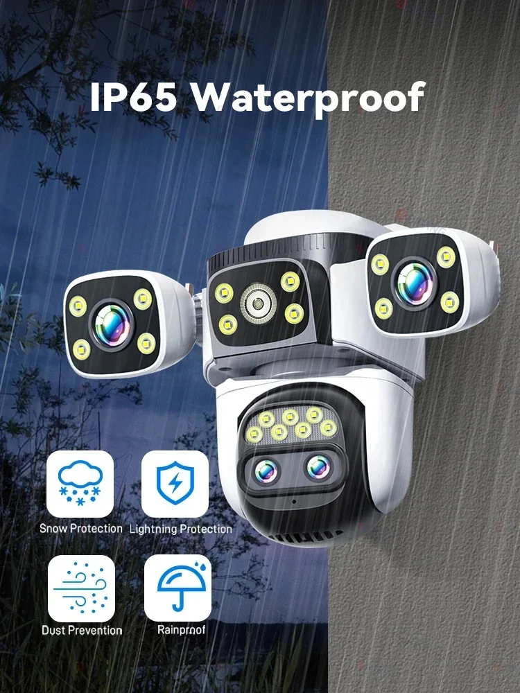 ANSVICAM UHD 20MP 10X Zoom Four Screens WiFi IP Camera Wireless Outdoor Four Len