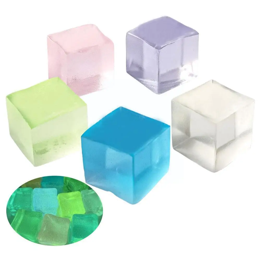 

New Luminous 3D Ice Cube Elastic Ball Pinch Vent Ball Stress Reliever Toys For Kids Squeeze Slow Decompression Toys H4X9