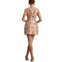Spring Summer 2025 Women Elegant O Neck Short Sleeve Mini Dress Sequined Patchwork Casual Party Dress Sexy Ladies Slim Dresses - Image 5