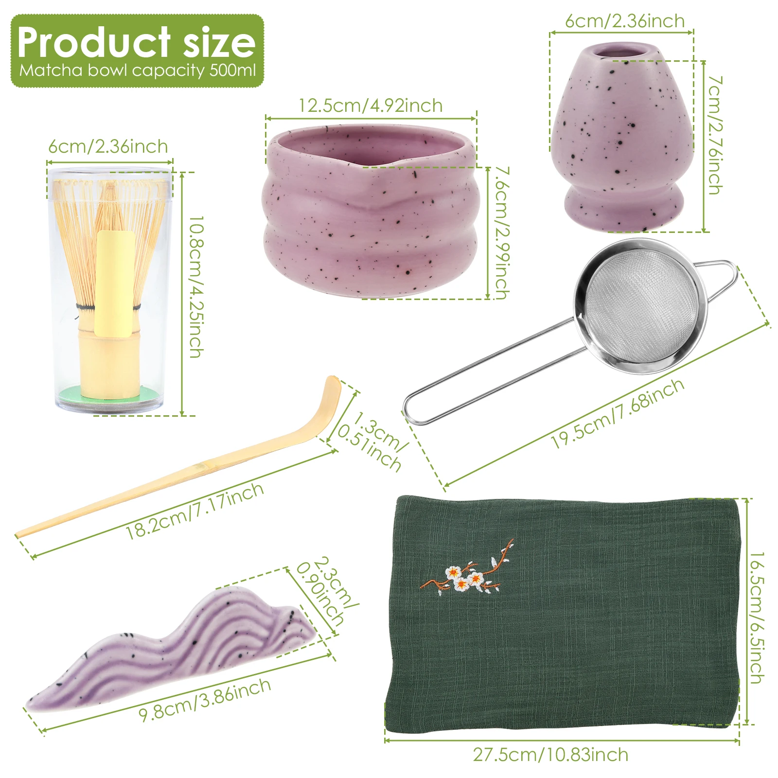Japanese Matcha Tea Set Safe Bamboo Whisk Teaspoon Tea Bowl Indoor Making Tools Accessories Ceramic Matcha Gift Box 7Pcs