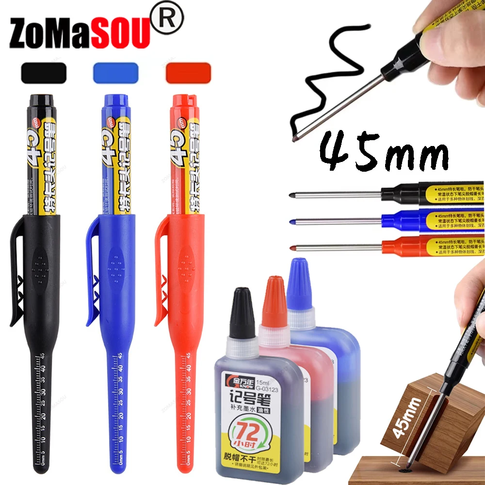 Woodworking Marking Tools 8-Pack Deep Hole Marker Pens - Long Nib Permanent Markers For Woodworking & Crafts Permanent Marker Pens