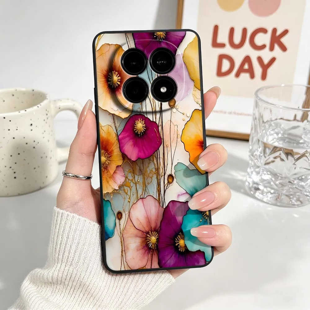 Elegant Black Soft Cover with Floral Butterfly Design Phone Case
