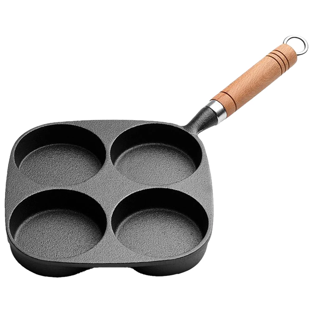 4 Hole Egg Pancake Steak Pan Non-Stick Cast Iron Omelet Pan Cooking Egg Ham Pan Cake Maker Frying Pan Egg Frying Pan Pancake Pan