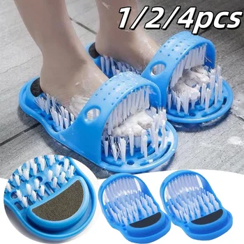 1-4pcs Shower Foot Cleaner Foot Washing Brush Remove Dead Skin With Suction Cup For Bathing Hotels Slippers Home Bathroom Tools 1