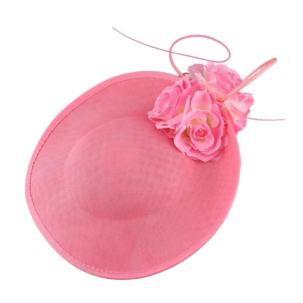 Gorgeous Formal Dress Wedding Fedora Cap Women Big Derby Headpiece Flower Fashion Fasinator Hat Handmade Occasion Millinery Cap - 5