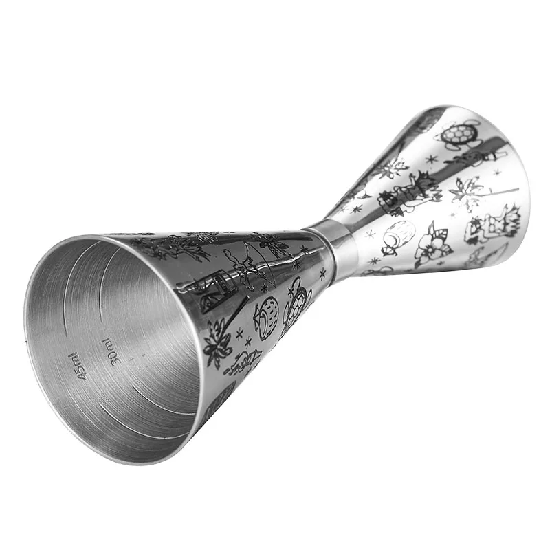 Tattoo Stainless Steel 5 Piece Cocktail Set Tin-on-Tin Shaker Jigger Spoon Strainer