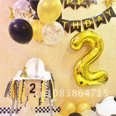 

Aluminum film digital balloon 40 inch large thin body 2021 new year balloon multi color birthday digital decoration