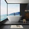55" Sleek White Acrylic Freestanding Soaking Bathtub with Chrome Overflow and Drain 1