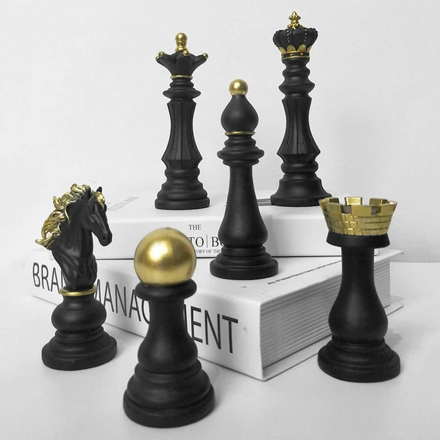 Buy Online Best Quality Resin Chess Pieces Board Games Parts International Chess Figurines Retro Home Decor Simple Modern Chessmen Ornaments