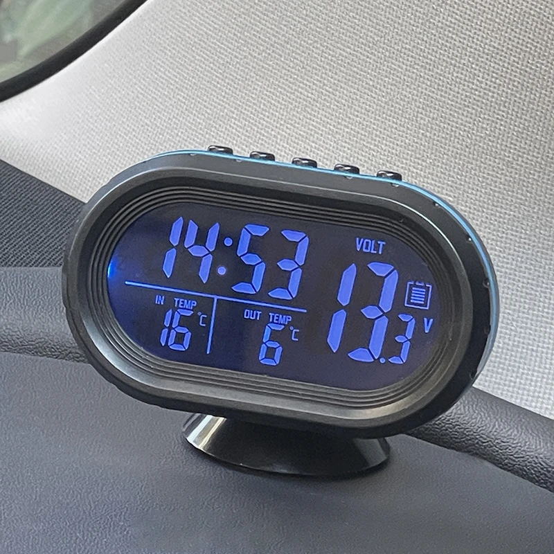 eenheid rijm Maori Car Thermometer Digital Clock Automobile Clock Led Lighted Auto Dual  Temperature Gauge Voltmeter Voltage Tester 12v 24v Input - Ornaments -  AliExpress