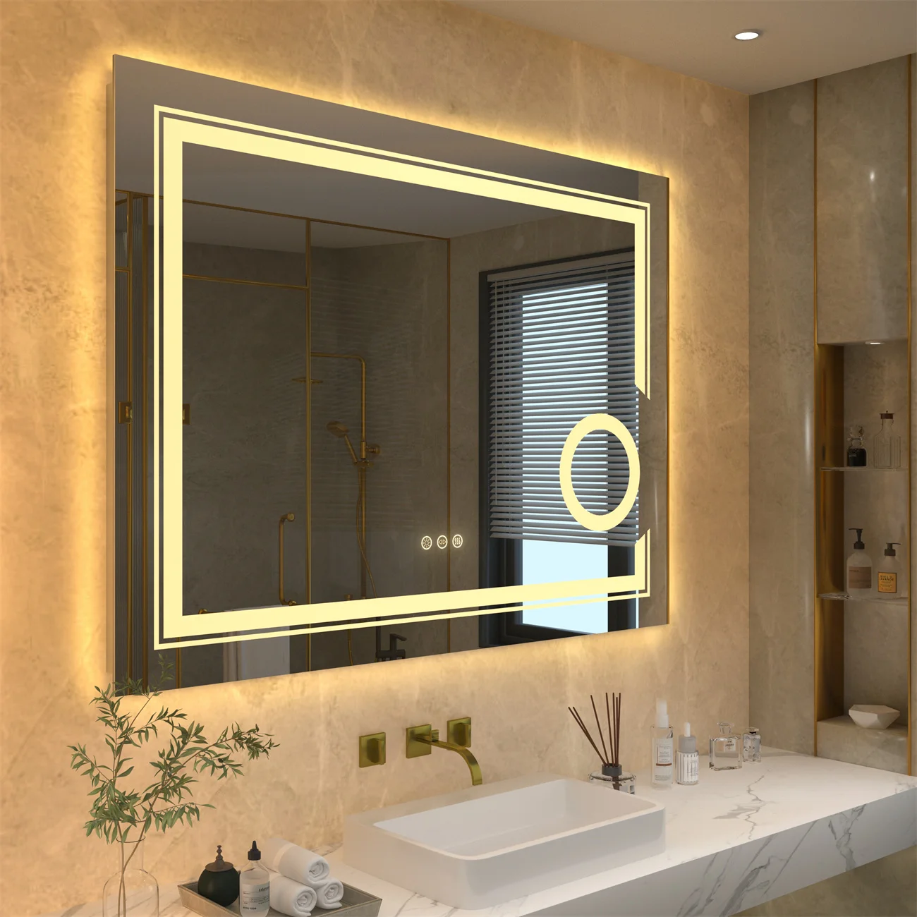 Espejo Maquillaje Espejo Baño Espejos de Aumento de Pared, Espejo LED  Rectangular Moderno montado en la Pared, Espejo de Pared Iluminado para  baño, Espejo de vanidad con luz para baño contemporáneo 