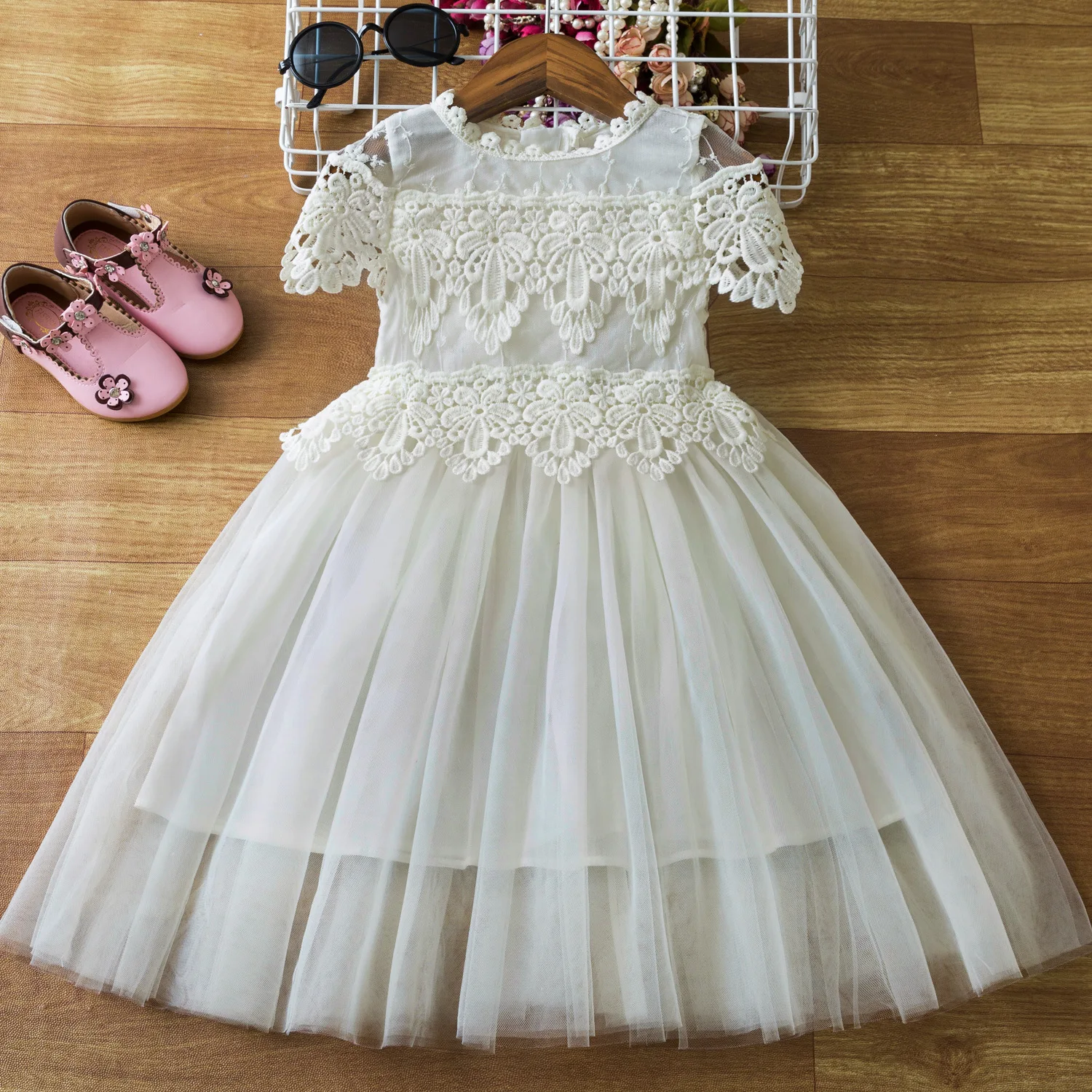 

Baby Girl Casual Dress White Dress Short Sleeve Romper Dress Lovely Halloween Infant Clothes Elegant Birthday Party Clothing