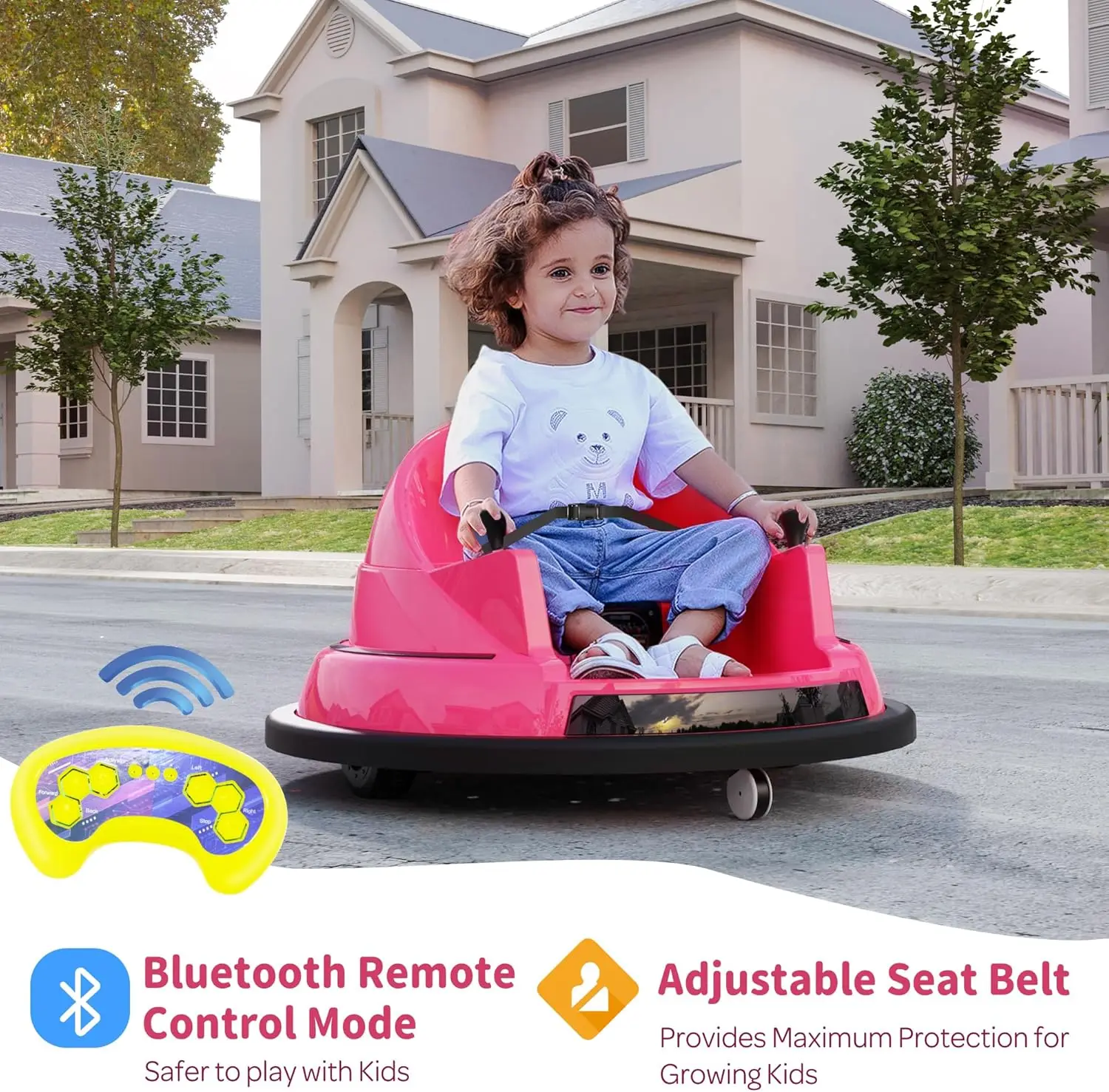 Bumper Car for Toddlers 1-3, 12V Toddler Bumper Car with Remote Control, Safety Certified, Flashing Lights Music & 360 D