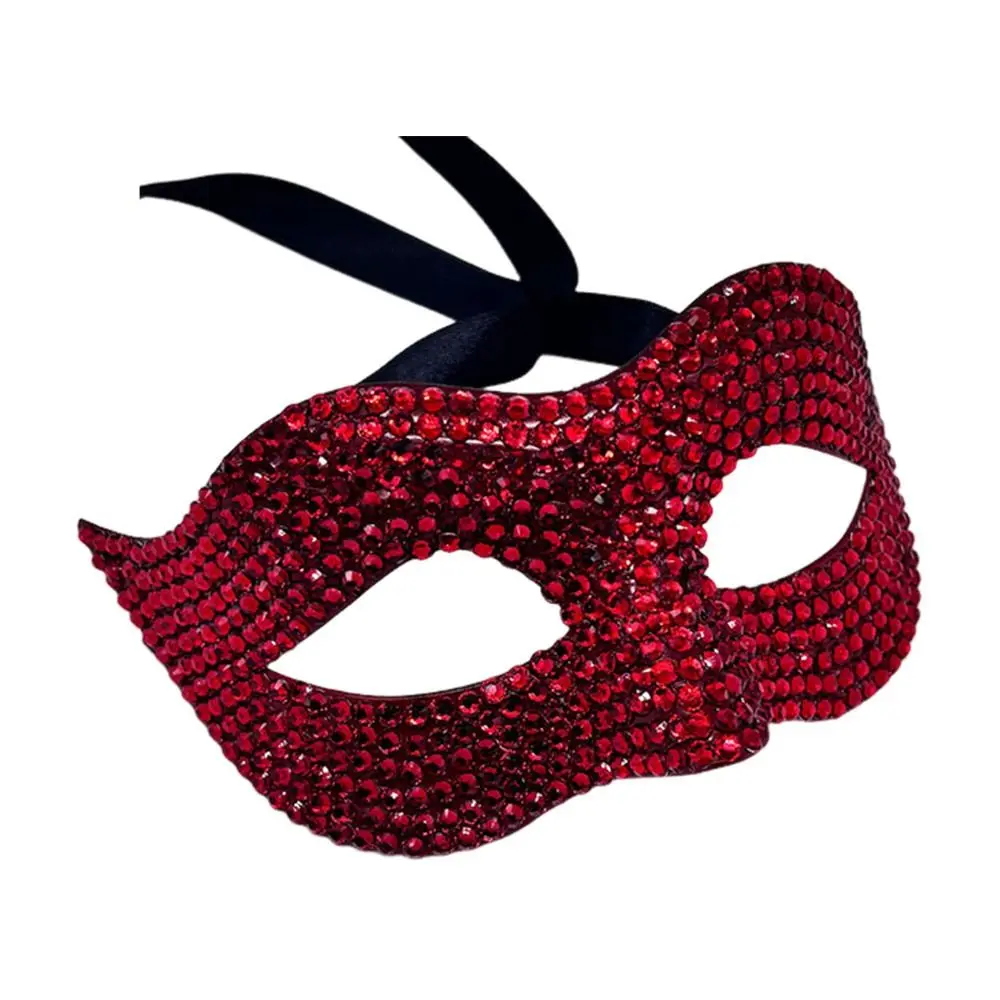 Glänzende Acryl-Kristall Halbgesichtsmaske Vollständiges Schmuckdesign Luxuriöses Design Strass-Augenmaske Sexy Strass Handgefertigte Maskerade-Maske – Detail 7