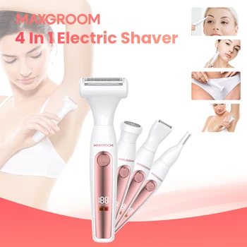 MAXGROOM 4 in 1 Body Hair Trimmer Kit for Women Electric Nose Ear Trimmer Rechargeable Razors for Groin IPX6 Waterproof Epilator 1