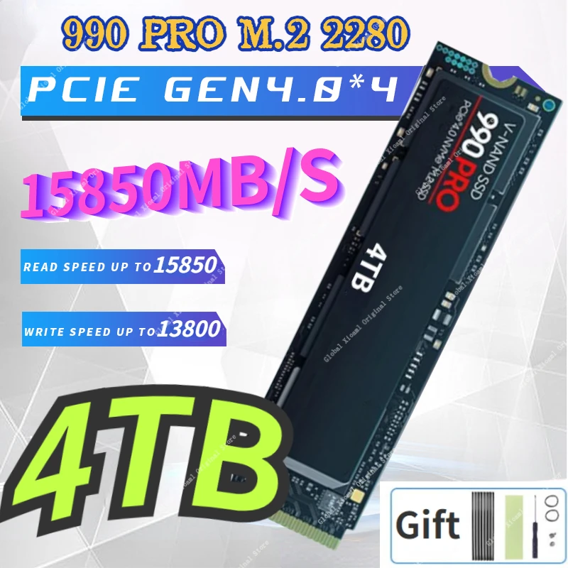 

PS5 2024 оригинальный NVME M.2 990 PRO SSD 1 ТБ 2 ТБ 4 ТБ 8 ТБ 2280 PCIe Gen 5,0 Жесткий Диск Внутренний твердотельный накопитель для ноутбука PlayStation 5