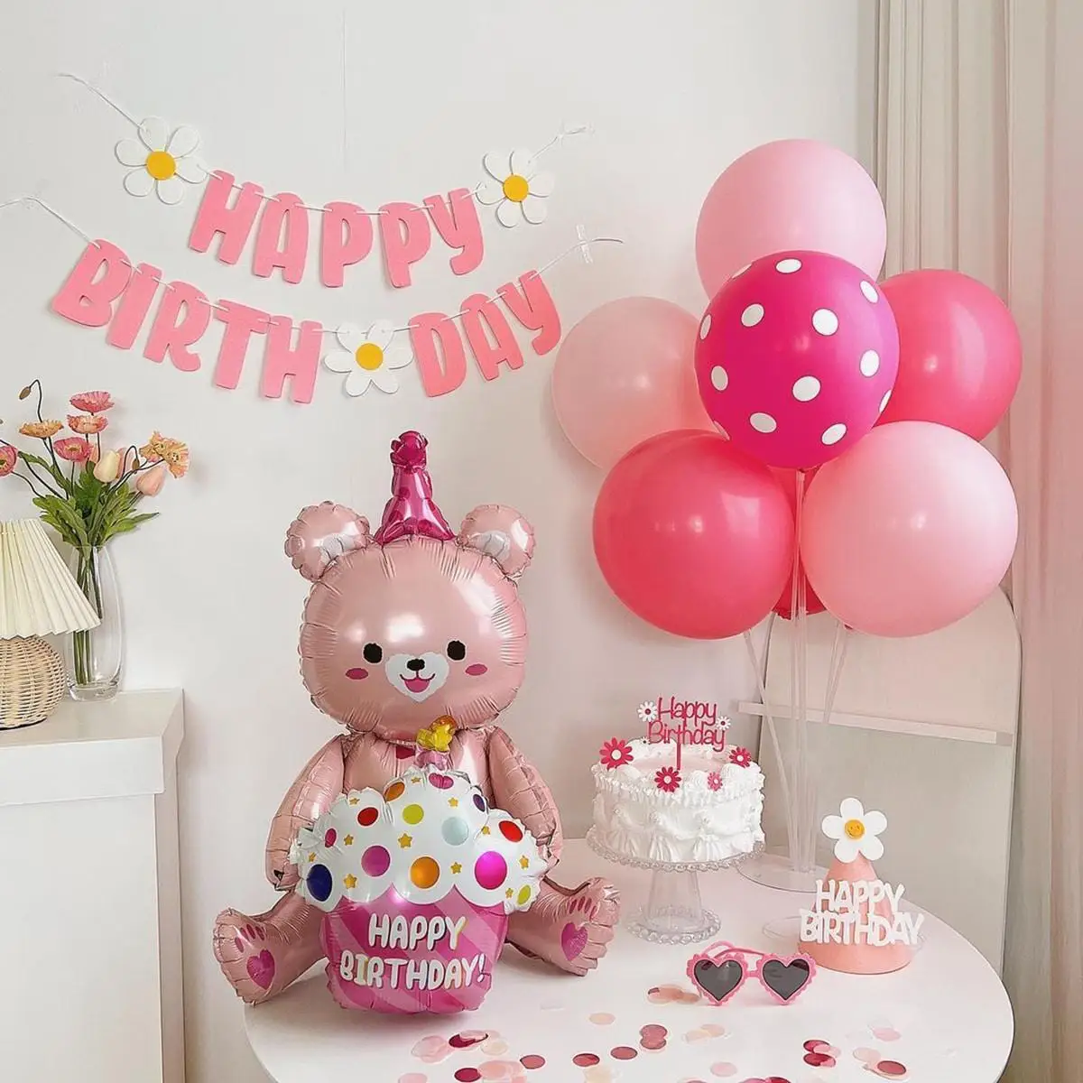 4D Large Bear Cake Balloons Cartoon Animal Cute Bear Foil Balloon Children Boys Girls Birthday Party Decoration Scene Props Toys