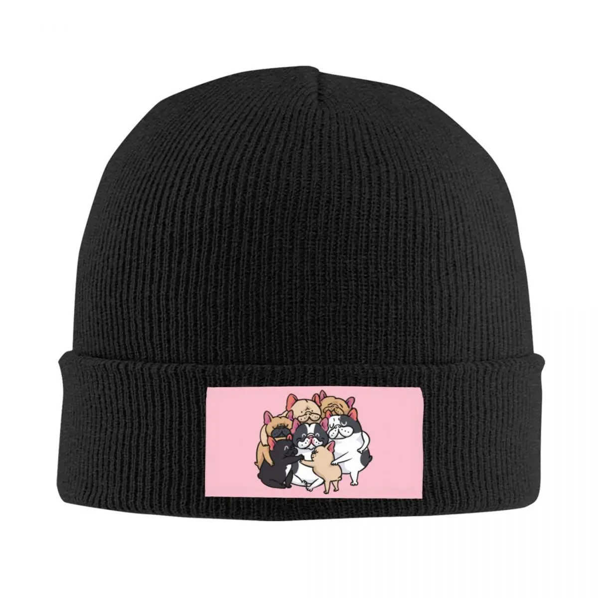 

French Bulldogs Group Hug Skullies Beanies Caps Fashion Winter Warm Men Women Knit Hat Unisex Adult Bonnet Hats