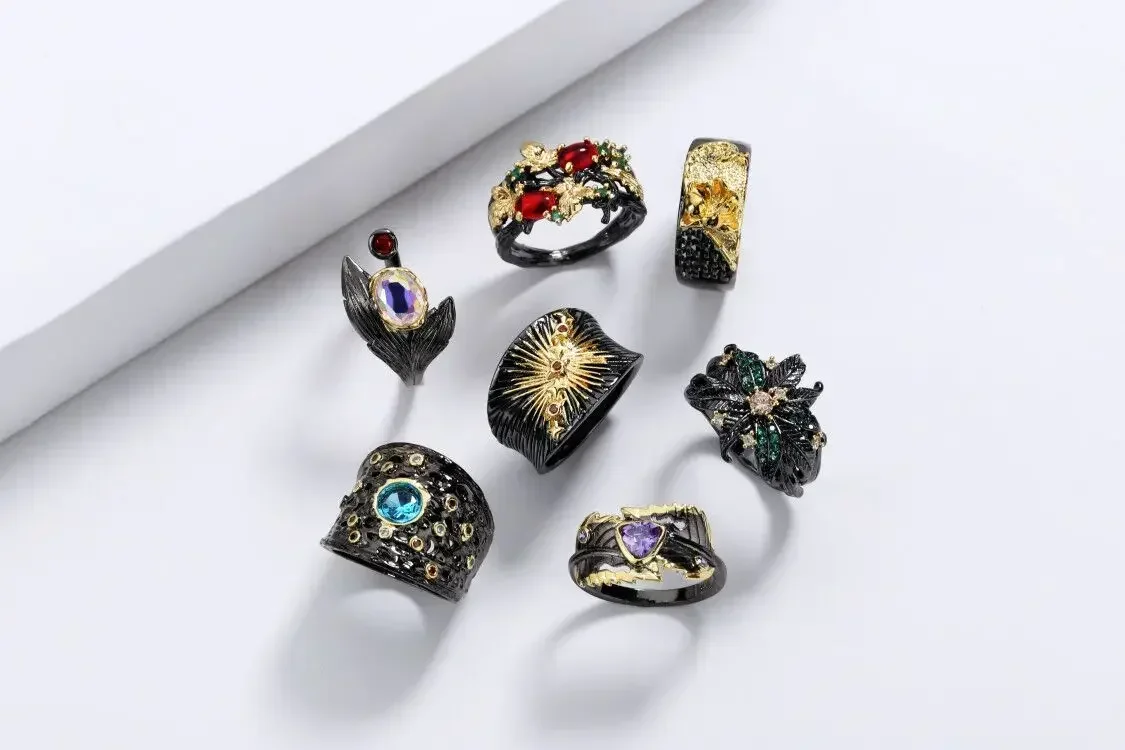 Silver Ring 925 Silver Ladies Ring Moonstone Ladies Ring AAAA Zircon Jewelry Series Black Gold Luxury Elegant Bohemian Jewelry