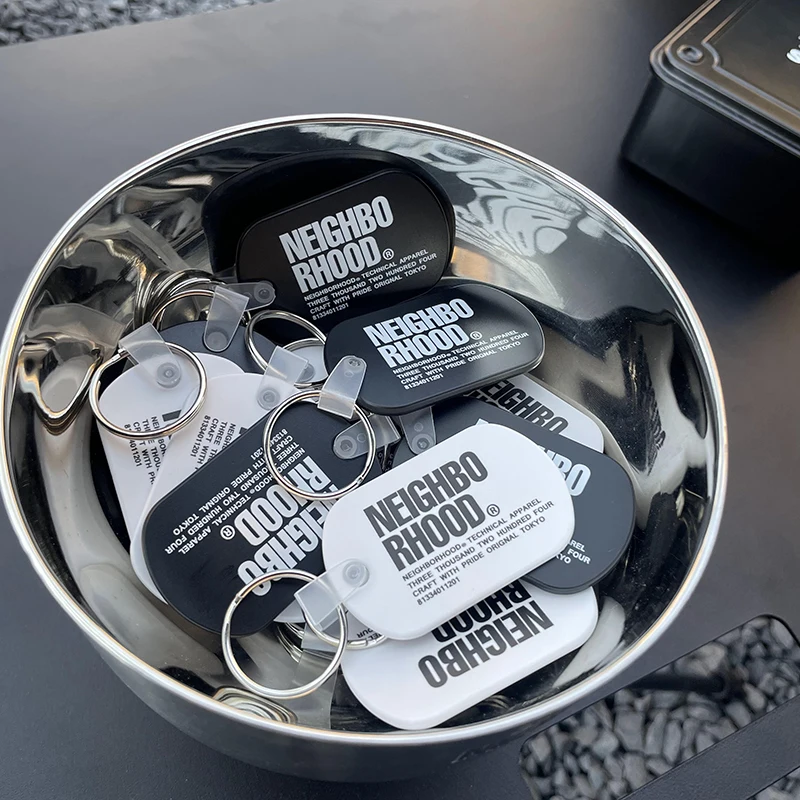 NEIGHBORHOOD Trendy Brand NBHD Keychain Pendant Brand Retro Minimalist Buckle Accessory Pendant Black White Frosted Pendant