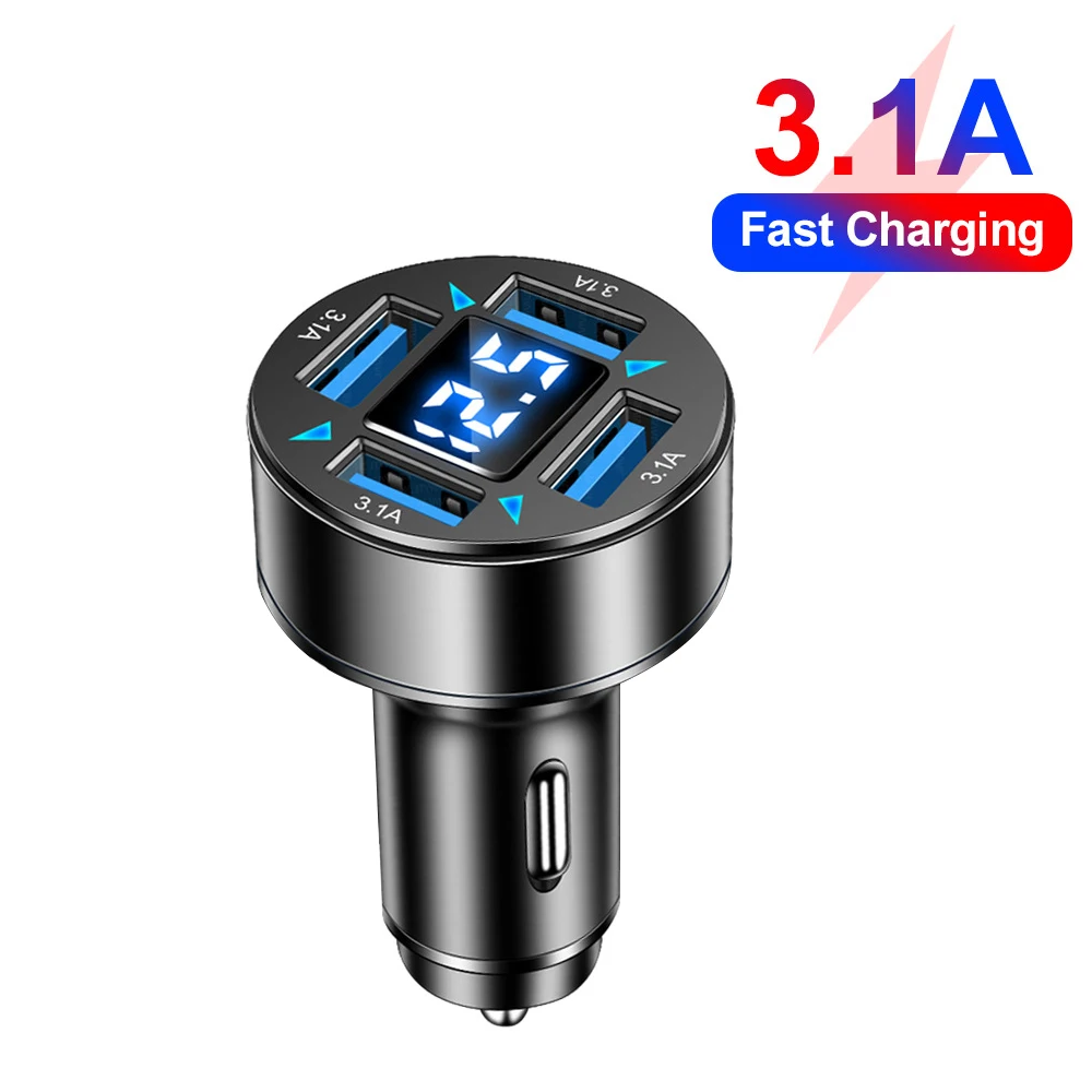 4 Ports Chargeur Voiture Allume Cigare USB, Rapide 50W QC3.0&PD Prise