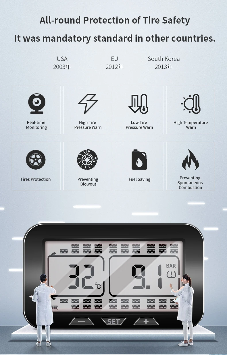 Xiaofei will solar 10-wheel truck tire pressure monitoring system real-time monitoring external sensor kit