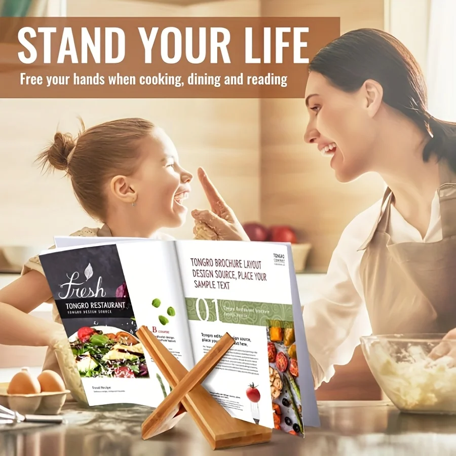 Versatile Wooden Cookbook and Display Stand
