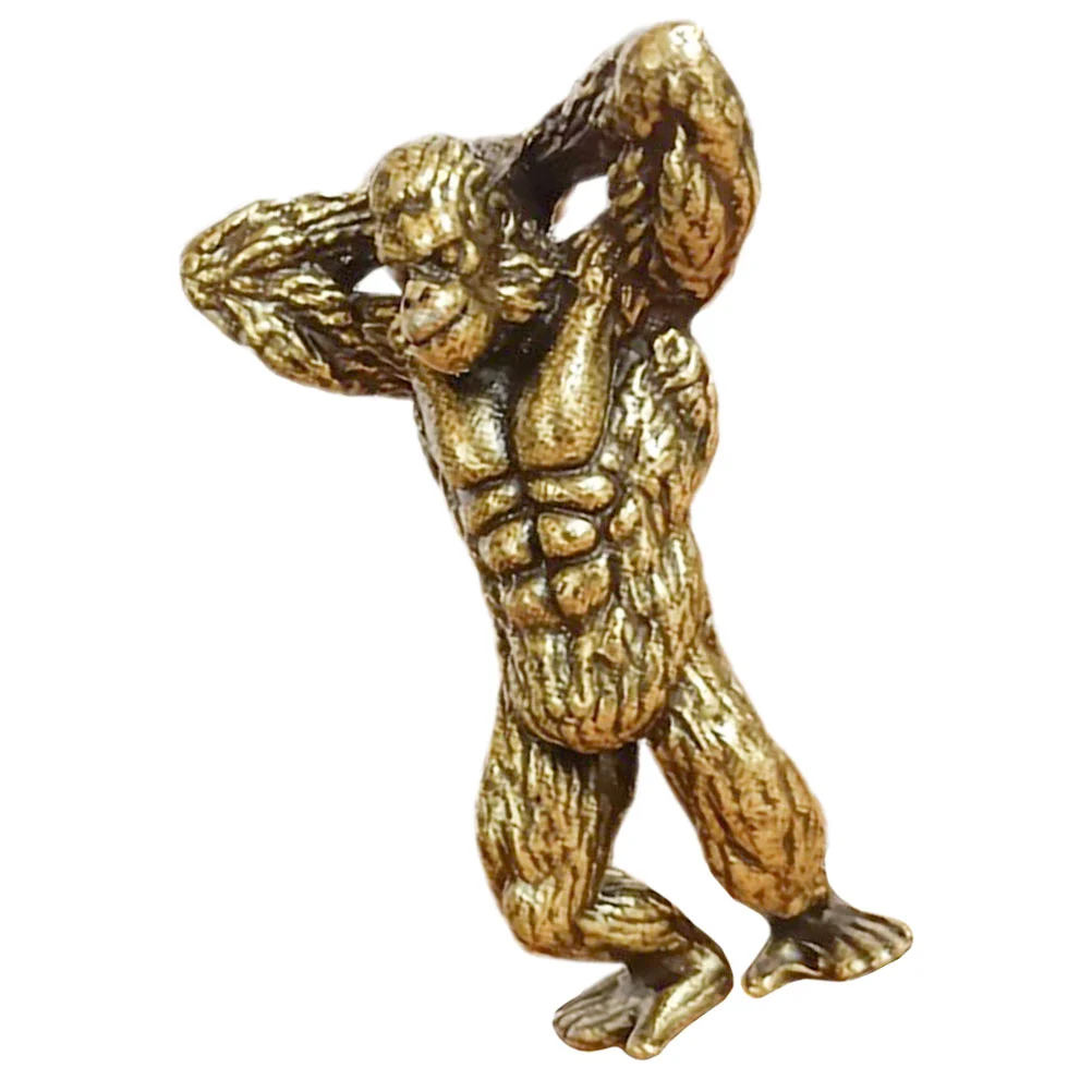 

Mini Gorilla Statues Copper Muscle Gorilla Figurine Funny Mini Chimpanzee Sculpture Fitness Animal Statue Feng Shui Decor For