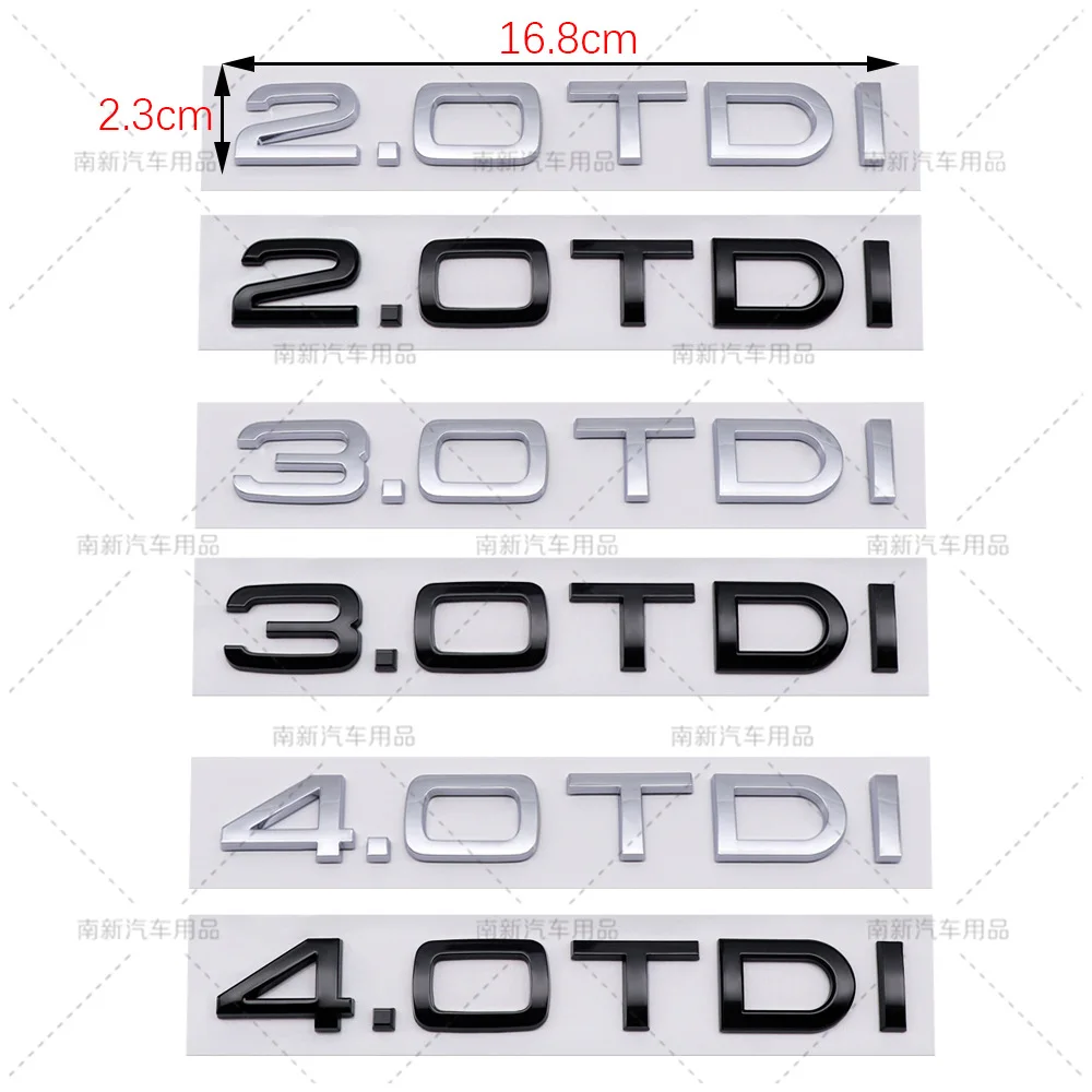 

ABS Car 2.0 3.0 4.0 TDI Letter Logo Trunk Fender Badge Emblem Decals Styling Sticker For Audi A6 Q5 Q7 SQ5 SQ7 A4 A3 B6 B7 B8 B9