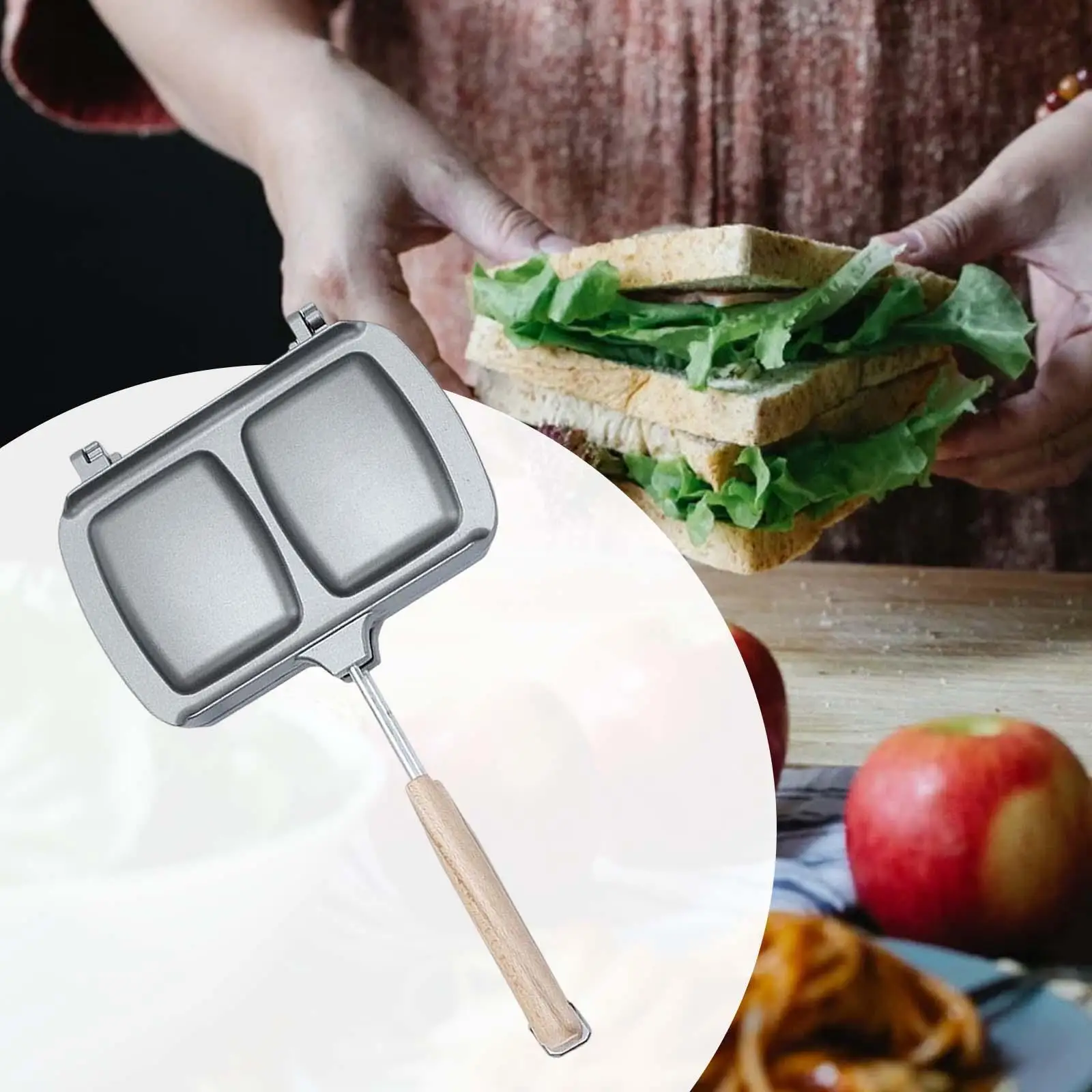 Bread Toast Maker Non Stick Coating Grill Pan Sandwiches Maker for Indoors and Outdoors Induction Cooker Stove Top Kitchen 5