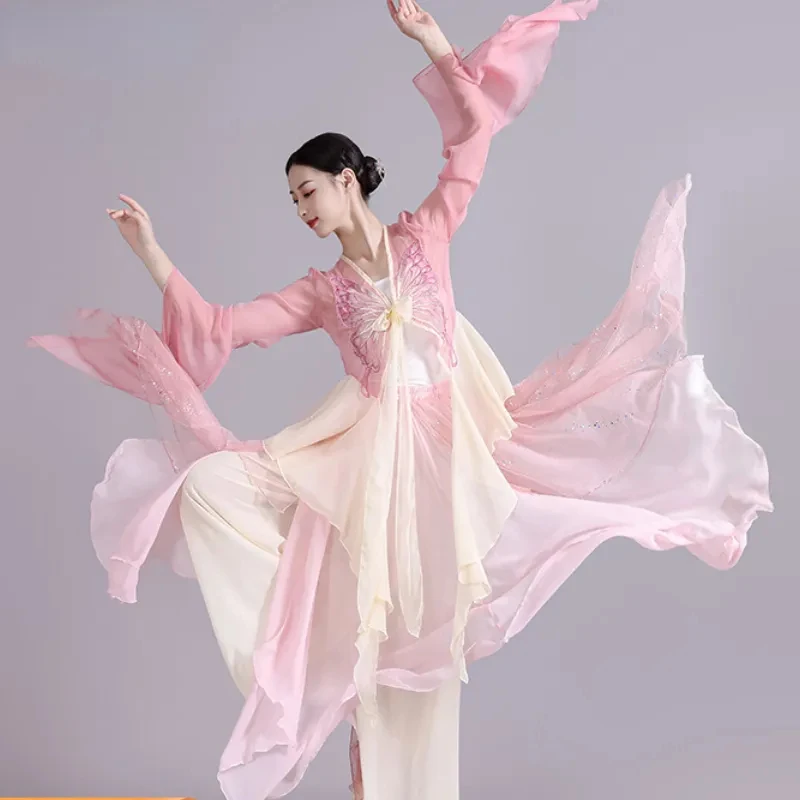 

Oriental Classical Dance Performance Clothing Butterfly Shirt Sequin Dress Hanfu Folk Dance Female Art Test Chinese Folk Wear
