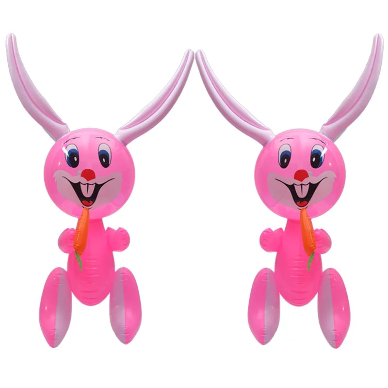 Children's Cartoon Cute PVC Inflatable Long Ears Rabbit Toys Children Easter Party Decoration Toys Props Inflatable Rabbit