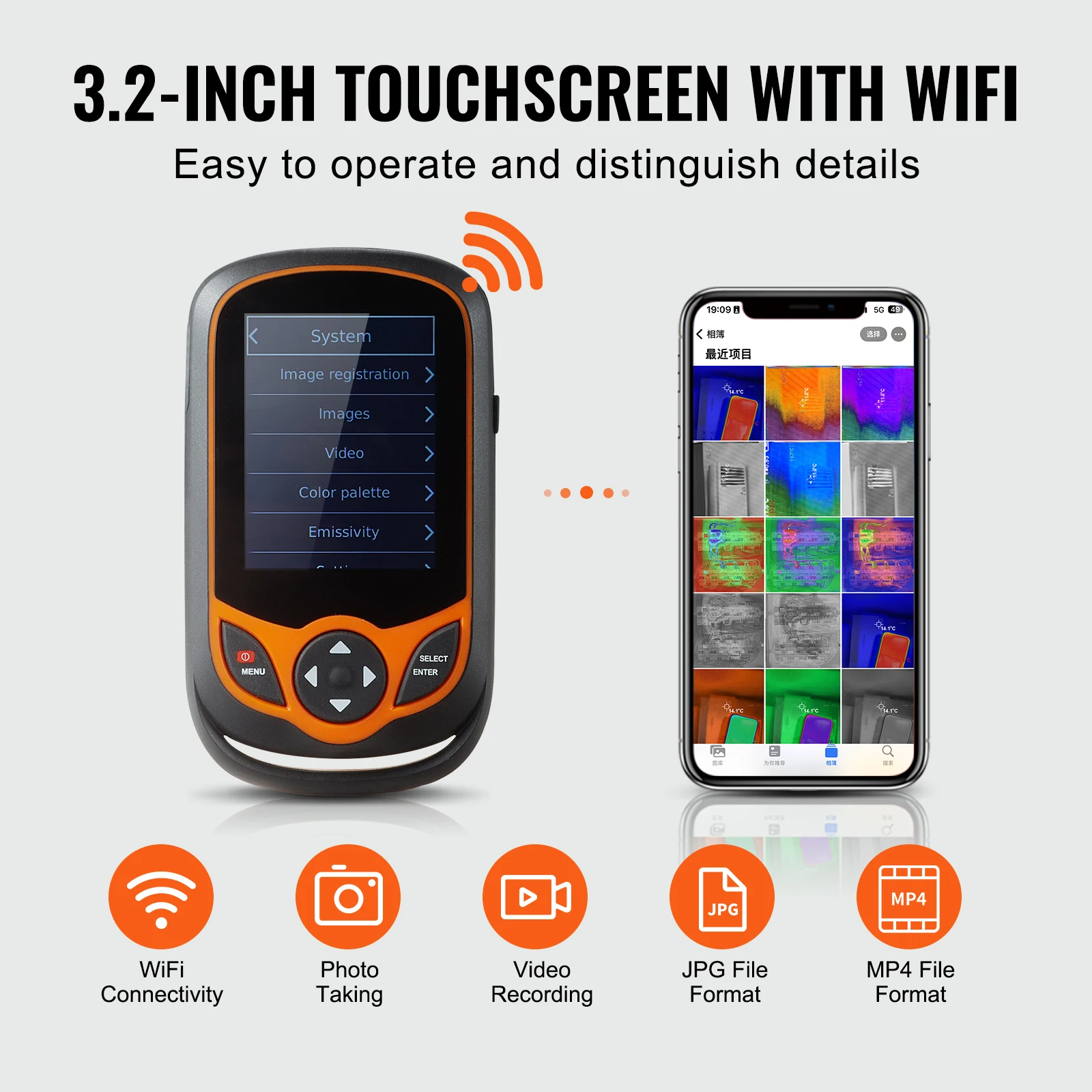 Portable Thermal Imaging Camera with WiFi and Touch Screen