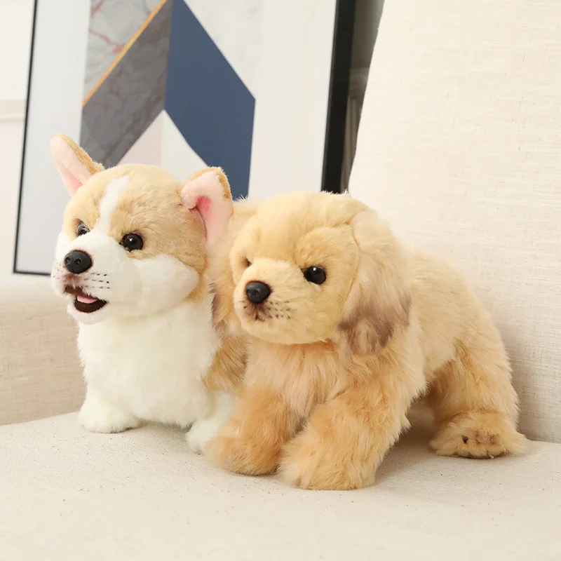 Imitation Dog Plush Toy Bulldog Cocky Doll Imitation Golden Hair Healing Companion Doll Ornaments