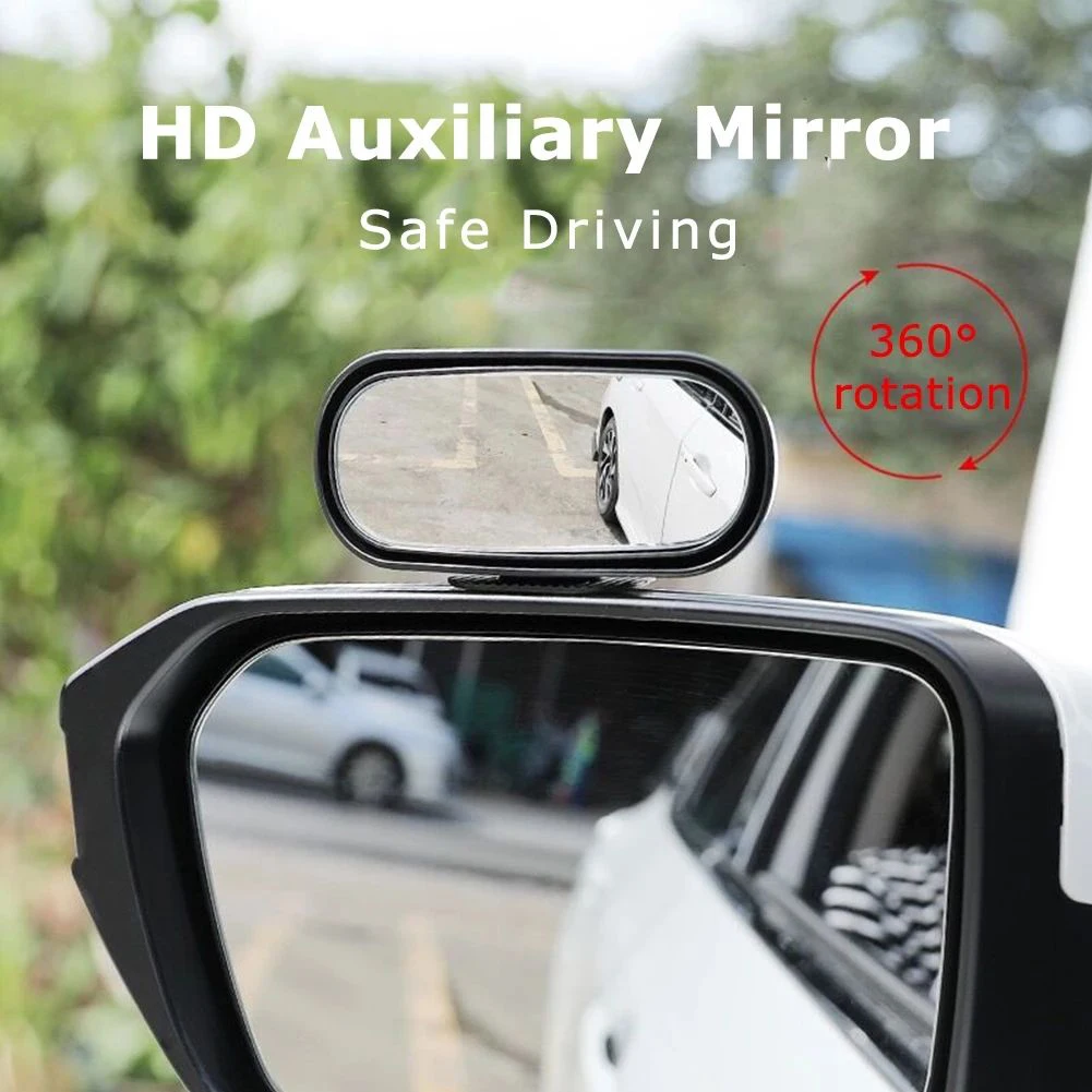 

360° Adjustable Wide Angle Side Rear Mirrors ABS&Glass Auto Rear Convex Blind Spot Mirror Auxiliary Driver Part 4.92x1.97inches