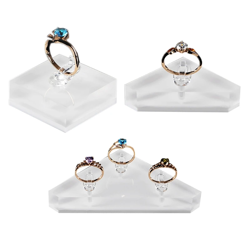 Finger Ring Clips Display Support Stand Rings Show Rack Decoration Crystal Square for Triangle Ring Storage Ho wooden jewelry rings display stand board 9 clips wedding engagement ring jewellery counter top storage organizer rack show case