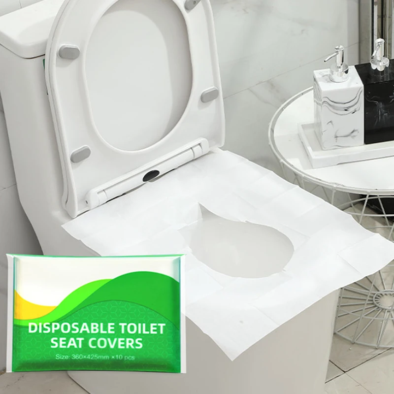 Disposable Toilet Seat Cover 10pcs Disposable Toilet Seat Cover Wood Pulp Paper Toilets Mat Portable Travel Hotel Safety Toilet Pads Bathroom Accessiories