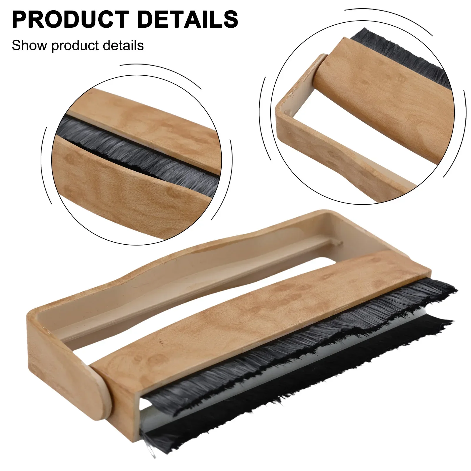 Vinyl Record Player Cleaning Brush Wooden Brush Clean Anti-Static Velvet For CD/LP Turntable Cleaning