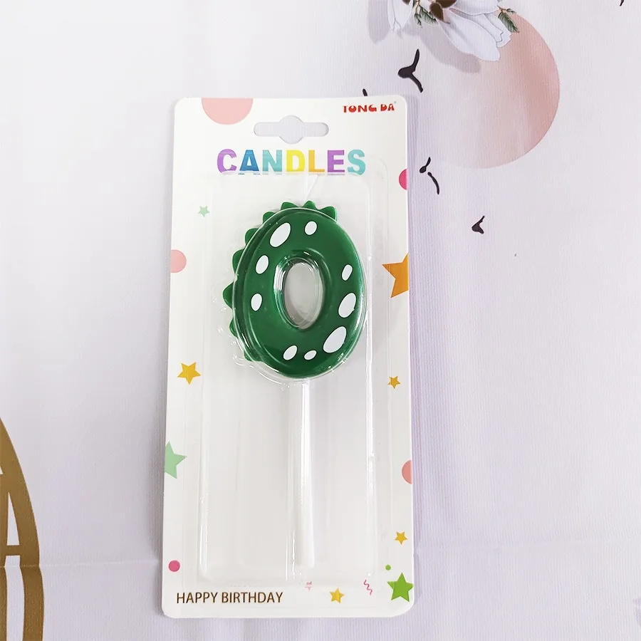 Green Dinosaur Numbers 0-9 Happy Birthday Cake Candle Children Prince Party Cartoon Dinosaur Cute Candle Decoration