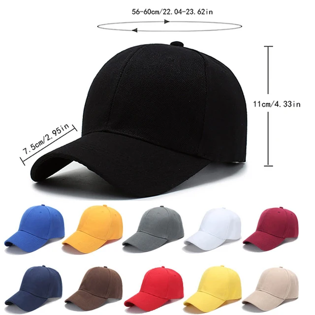 หมวก Unisex New Black Cap Solid Color Baseball Cap Snapback Caps Casquette Hats Fitted 2