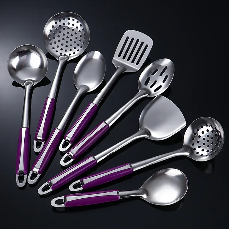 Stainless Steel Kitchen Tools Suite Home Furniture Wok Cooking Pot Shovel Soup Spoon Leaking Spoon Rice Eight-Piece Set