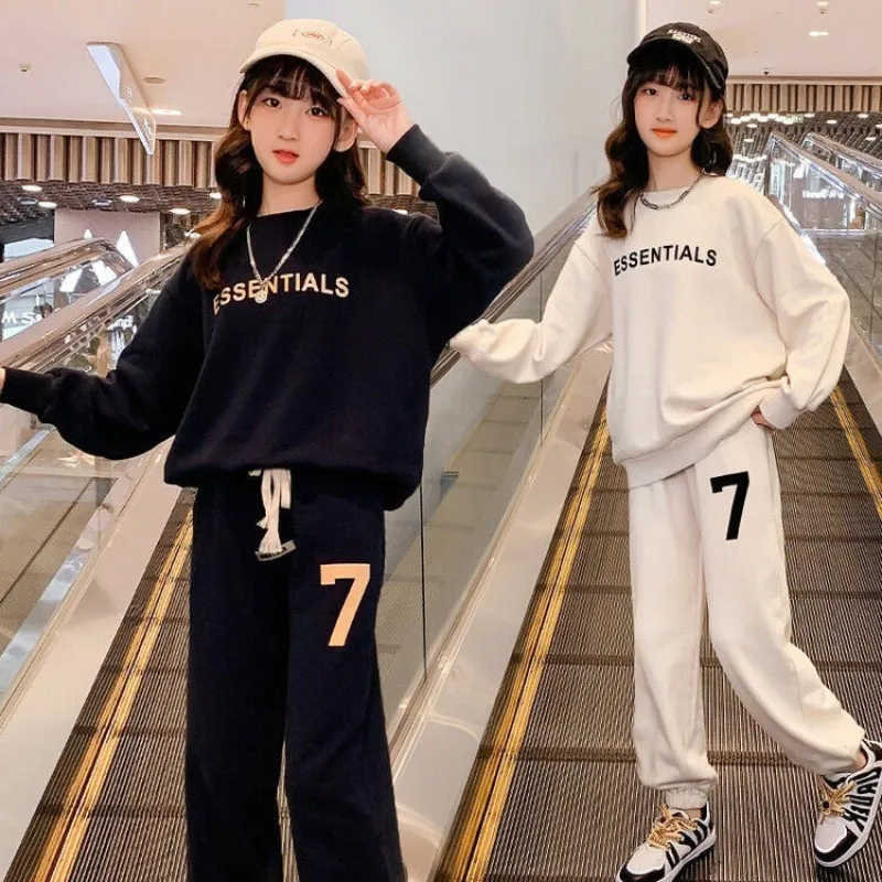 

2023 Fashion Casual Sweatshirt+Sweatpant Sets School Kids Tracksuit Students Jogging Suit Children 2 Pieces Outfits 4-14 Years