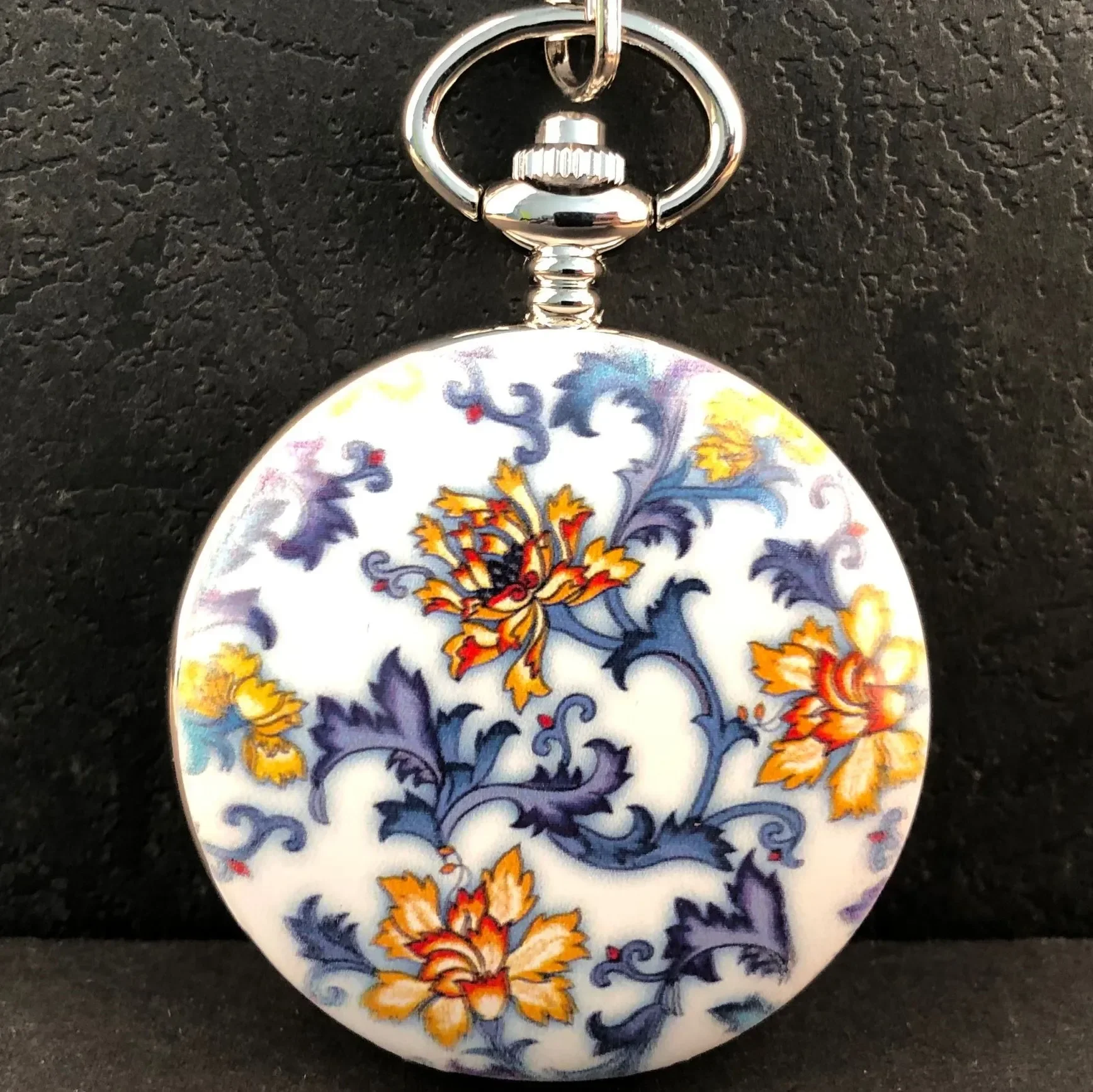 Montre de Poche Mécanique en Porcelaine Bleue et Blanche, Style Chinois Vintage, Cadeau de Luxe à la Mode
