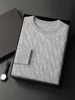 2024 Men's 100% Cashmere Cable Knit Sweater Autumn Winter O-neck Thick Long Sleeve Pullover Smart Casual Cashmere Knitwear Tops 3