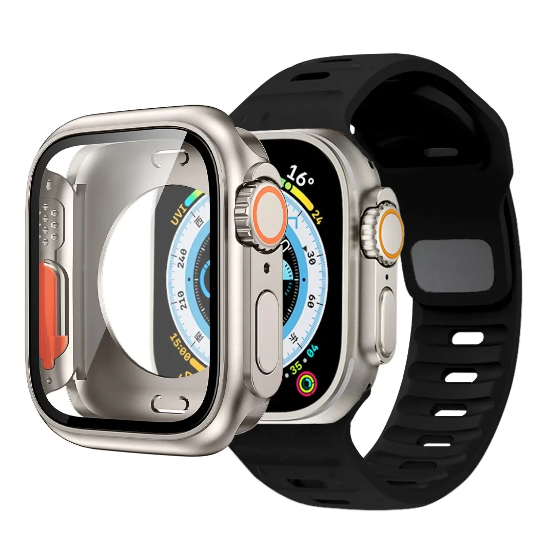 Чохол+ремінець для Apple Watch Band 45mm44mm41mm 42 40mm Smart Silicone Bracelet Iwatch Series 3 4 5 6 Se 7 8 9 Change To Ultra Case