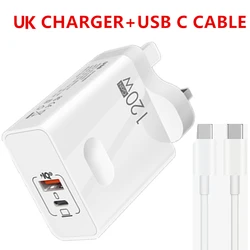 High - Power USB - C 120W GaN Super Fast PD Charger with Quick Charging Adapter - UK Charger Cable