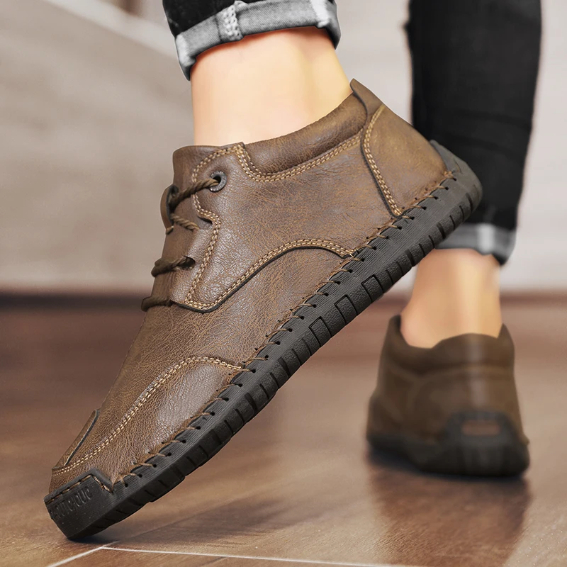 Winter Warm Men's Casual Shoes Fashion Men's Leather Boots Comfortable Men's Ankle Boots Outdoor High Quality Hiking Boots Men
